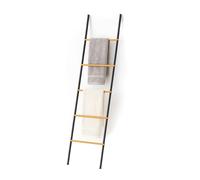 Relaxdays Escalera para toallas de bambú y metal marrón claro,negro