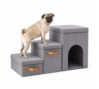 Relaxdays Escalera plegable para perros 3 peldaños marrón claro,gris
