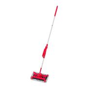 relaxdays Escoba Eléctrica sin Cable, Cepillo de Barrer con Batería Recargable, Palo Ajustable de 126 cm, Rojo/Plateado