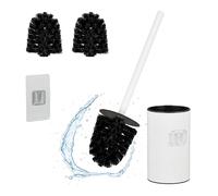 Relaxdays Escobilla Baño, Escobillero de Pared Autoadhesivo, 40,5 x 9 x 10cm, Acero Inoxidable, Plástico, Color a Elegir