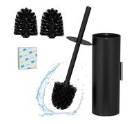 Relaxdays Escobilla Baño, Escobillero Pared Adhesivo o con Tornillos, 36,5x9x11 cm, Acero Inoxidable y Plástico, Negro, 10% 90%