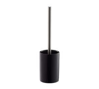 Relaxdays Escobilla de baño con vaso de cerámica negro,plata