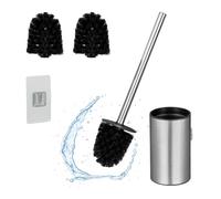 Relaxdays Escobilla de baño escobillero de pared negro,plata