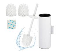 Relaxdays Escobilla de baño montaje de pared blanco,negro