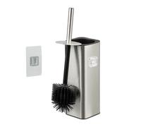 Relaxdays Escobilla de baño para montaje en pared negro,plata