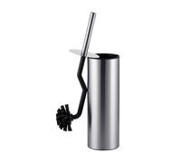 Relaxdays Escobilla de Inodoro con Limpiador de Bordes, protección contra Salpicaduras, higiénico, escobilla de Inodoro con Soporte, Acero Inoxidable, Color Plateado