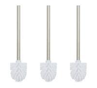 Relaxdays Escobillas de baño set de 3 blanco blanco,plata