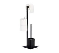 Relaxdays Escobillero Portarrollos, de Pie, para el Baño, 72 x 25 x 20 cm, Portaescobilla de Pie para Inodoro, Negro