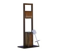 Relaxdays Escobillero Portarrollos de Pie, Bambú, Acero Inoxidable y Plástico, Marrón, 82 x 36 x 21 cm