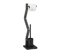 Relaxdays Escobillero portarrollos WC blanco gris negro,gris