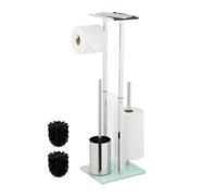 Relaxdays Escobillero y portarrollos con balda plata,transparente