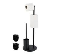 Relaxdays Escobillero y portarrollos para baño negro