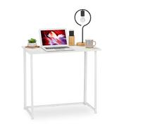 Relaxdays Escritorio, Ahorra Espacio, Mesa Plegable para casa, Oficina, habitación Juvenil, 74,5 x 80 x 45 cm, Color Negro, Mueble, 5x80x45 cm, Marrón/Blanco, Hierro, 1 Unidad