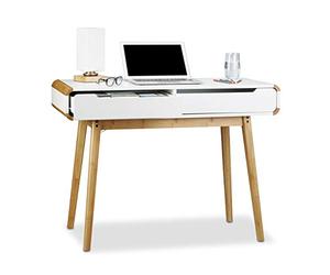 Relaxdays Escritorio con cajones, diseño nórdico, Lavabo, Escritorio de niño, Altura x Ancho x diámetro:73 x 100 x 45 cm, Color Blanco, madera