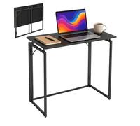 Relaxdays Escritorio Plegable, (Al x An x P): 74 x 80 x 40 cm, Negro | ahorra espacio, mesa de trabajo para Home Office