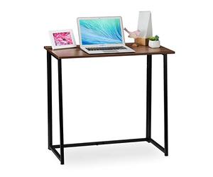 Relaxdays Escritorio Plegable, Mueble de Oficina, 74,5x80x45 cm, Marrón/Negro, Aglomerado, Hierro, 5 x 80 x 45 cm