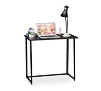 Relaxdays Escritorio Plegable, Mueble de Oficina, 74,5x80x45 cm, Negro, Aglomerado, Hierro, 5 x 80 x 45 cm