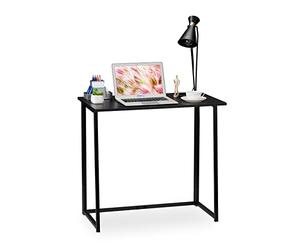 Relaxdays Escritorio Plegable, Mueble de Oficina, 74,5x80x45 cm, Negro, Aglomerado, Hierro, 5 x 80 x 45 cm