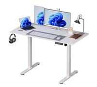 Relaxdays Escritorio regulable con pantalla blanco