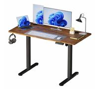 Relaxdays Escritorio Regulable eléctrico en Altura con Display LED, Metal, Estilo Industrial, marrón y Negro 120x140x60