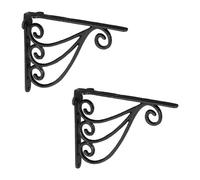 Relaxdays Set de Escuadras Estantería, 2 Ángulos, 23,5 x 4 x 18 cm, Adornos Envejecidos, Hierro Fundido, Color Negro