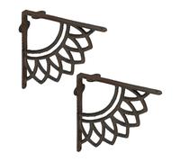 Relaxdays Escuadras para Estanterías, Set 2, Hierro Fundido, Diseño Mandala Antiguo, Ángulos Estantes y Baldas, Marrón, 18,5 x 4 x 19 cm