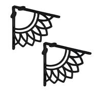 Relaxdays Escuadras para Estanterías, Set 2, Hierro Fundido, Diseño Mandala Antiguo, Ángulos Estantes y Baldas, Negro