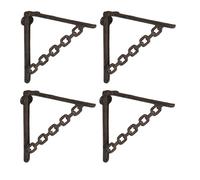 Relaxdays Escuadras para Estanterías, Set 4, Hierro Fundido, Diseño de Cadenas, Ángulos Estante, 5x4x22 cm, Marrón, 18,5 x 4 x 22 cm