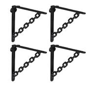 Relaxdays Escuadras para Estanterías, Set 4, Hierro Fundido, Diseño de Cadenas, Ángulos Estante, 5x4x22 cm, Negro, 18,5 x 4 x 22 cm