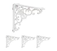 Relaxdays Escuadras para Estanterías, Set de 4, Hierro Fundido, Soportes Antiguos, Ángulos, 21,5 x 4 x 21,5 cm, Blanco