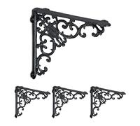 Relaxdays Escuadras para Estanterías, Set de 4, Hierro Fundido, Soportes Antiguos, Ángulos, 21,5 x 4 x 21,5 cm, Negro