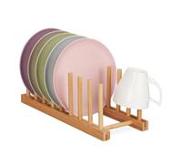 Relaxdays Escurreplatos de cocina de bambú marrón claro