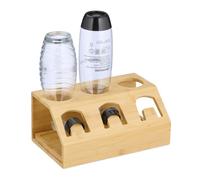 Relaxdays Escurridor de bambú para 3 botellas marrón claro
