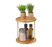 Relaxdays Especias Estante Armario Cocina, Bambú, Repisa Encimera y Mueble Despensa, Redondo, 2 Baldas, 22,5 x 20 cm, Natural