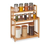 Relaxdays Especiero bambú 3 pisos ajustables marrón claro