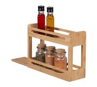 Relaxdays Especiero Bambú, Estantería Especias, 21,5x30,5x10,5 cm, 2 Baldas, Soporte Organizador Cocina de Pie, Natural