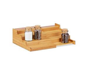Relaxdays Especiero, Cuatro estantes, Extensible, Impermeable, Marrón, Bambú, 11x38,5x28 cm