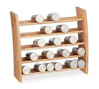 Relaxdays Especiero de Bambú, Estante para Botes de Especias, 5 Niveles, Hierbas Secas, 36x40,5x16 cm, Madera Natural