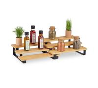Relaxdays Especiero, Organizador Especias Extensible, Bambú, 11,5 x 32 x 24,5 cm, 3 Niveles, Mueble Cocina, Natural, 11.5 x 32 x 24.5 cm