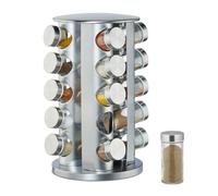 Relaxdays Especiero giratorio con 20 recipientes plata,transparente