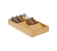 Relaxdays Especiero para Cajones, Organizador Especias Bambú, Soporte Condimentos Horizontal, 5 x 20 x 38 cm, Natural, Tablero de Fibras