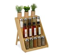 Relaxdays Especiero Cocina, Bambú, 29,5 x 30 x 26 cm, 3 Niveles, Estante para Especias Vertical, Almacenaje, Natural