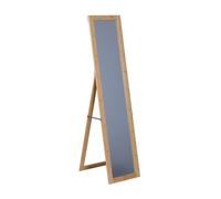 Relaxdays Espejo, 155 x 37 cm, 2 en 1 Espejo de pie/Pared, Natural | Marco de bambú, pasillo, salón, dormitorio