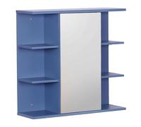 Relaxdays Espejo, 6 estantes, 2 Compartimentos, 64 x 62 x 21 cm, Montaje en Pared, Armario de baño, Blanco, 85% Tablero de Fibras