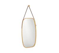 Relaxdays Espejo Colgante, Marco de bambú, Correa Ajustable, Oval, Moderno, Pasillo & Dormitorio, Marrón