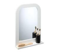 Relaxdays Espejo de Baño con Repisa, Rectangular, 54x38x8,5 cm, MDF, para Colgar de la Pared, Pasillo, Recibidor, Blanco, Tablero de Fibras