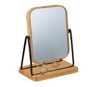 Relaxdays Espejo de maquillaje con marco de bambú marrón claro,negro