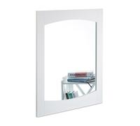 Relaxdays Espejo de Pared con Marco, 70 x 60 cm, Formato Vertical, con Soporte, Color Blanco