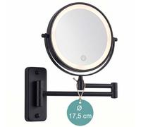 Relaxdays Espejo de pared LED para tocador negro