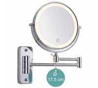 Relaxdays Espejo de pared LED para tocador plata